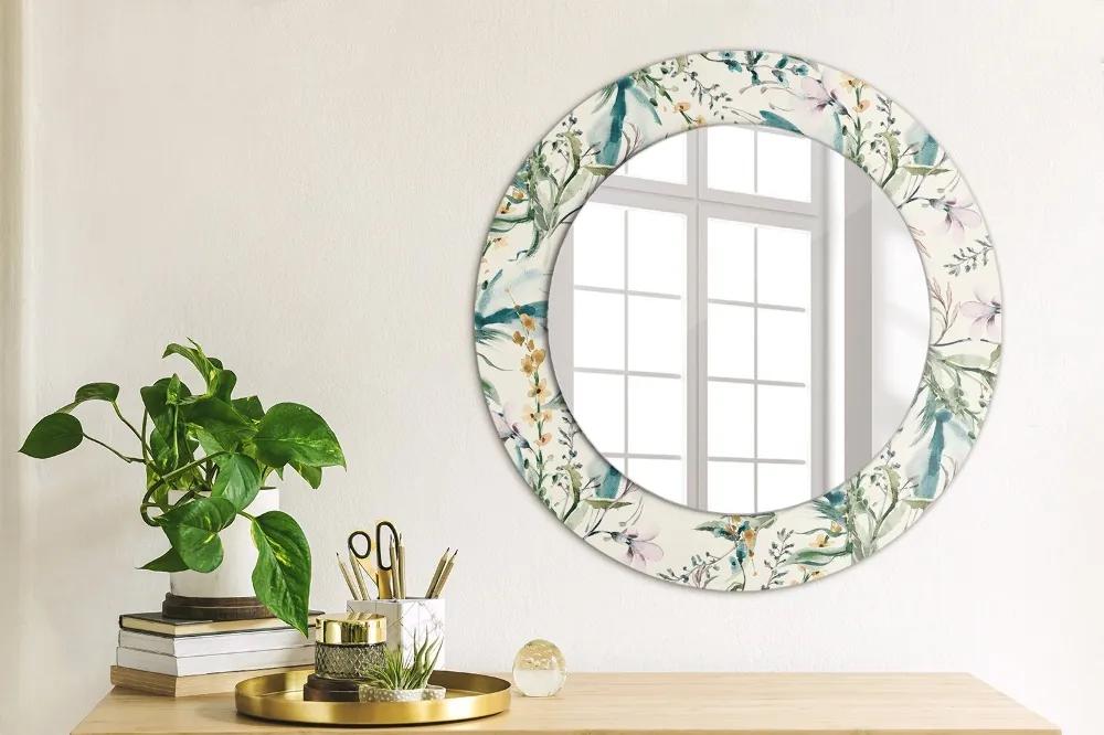 Oglinda cu decor rotunda Flori de acuarelă