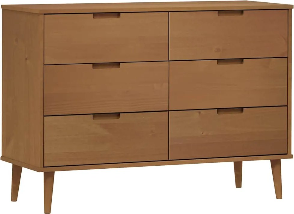 vidaXL Dulap cu sertare „MOLDE”, maro, 113x40x80 cm, lemn masiv de pin