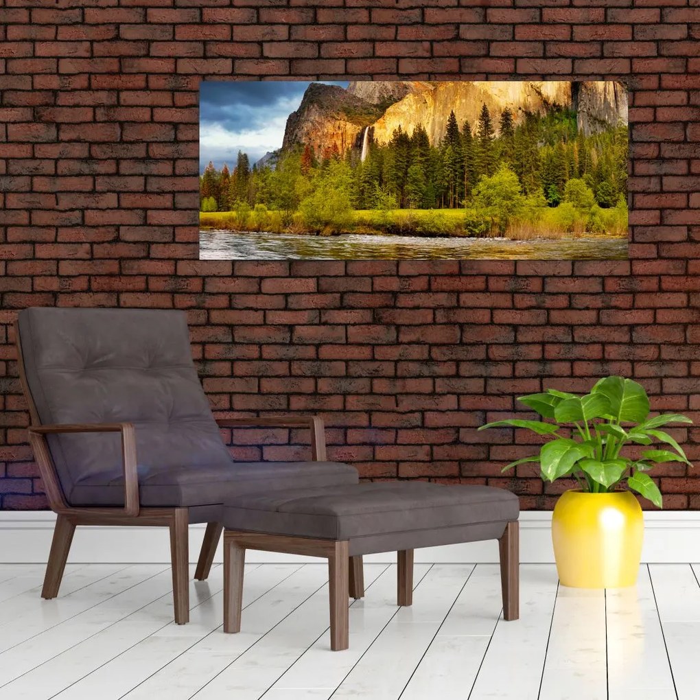 Tablou - Stânci lăngă lac (120x50 cm)