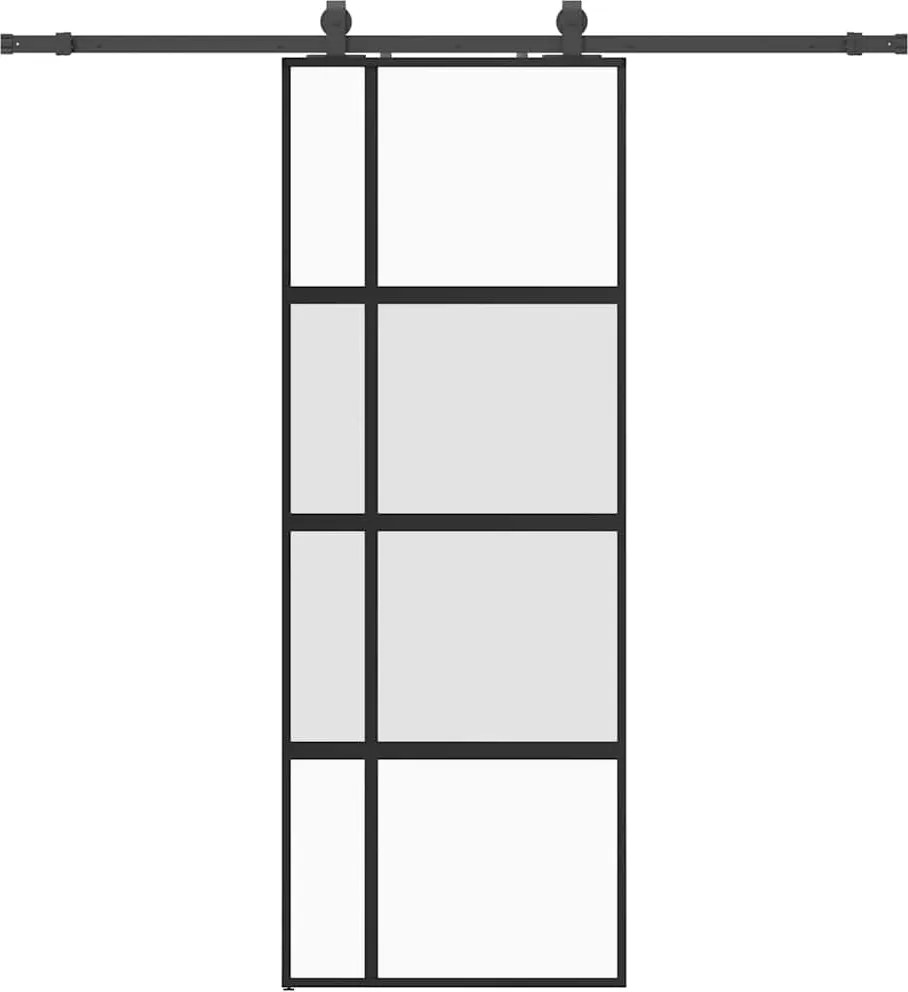 vidaXL Ușă glisantă cu set feronerie neagră 76x205cm sticlă securizată