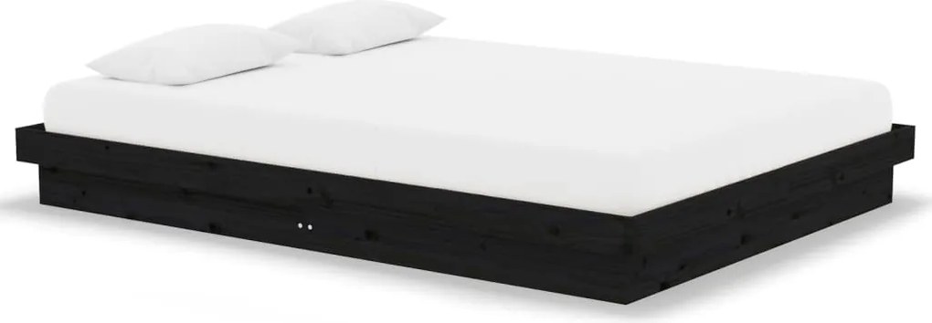 vidaXL Cadru de pat, negru, 140x190 cm, lemn masiv