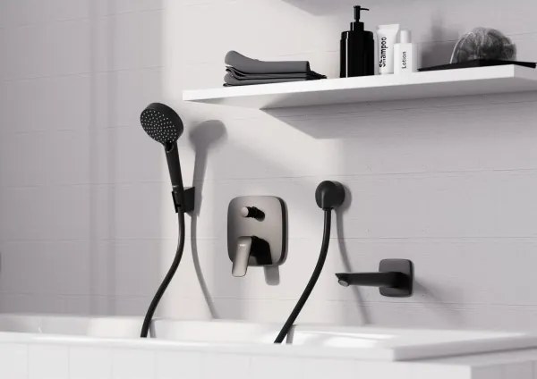 Baterie cada/dus incastrata, Hansgrohe Logis, negru mat, 71405670