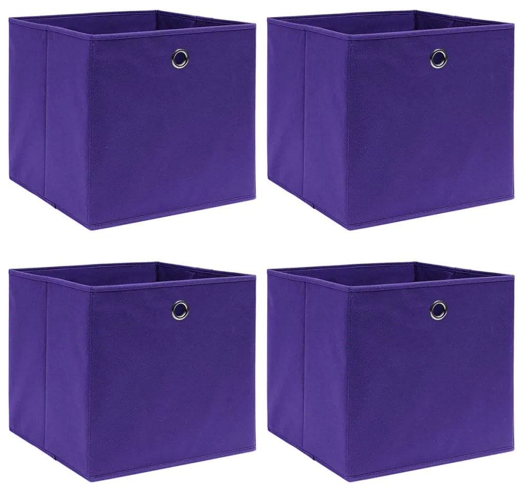 vidaXL Cutii de depozitare 4 buc. violet, 28x28x28 cm, textil nețesut