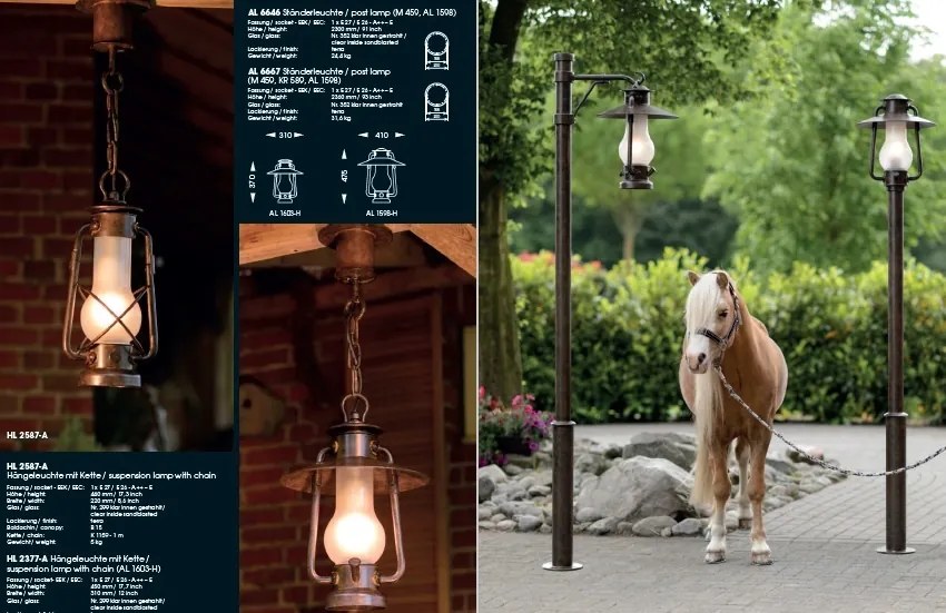 Stalp lumina piedestrala, iluminat exterior design rustic din fier forjat, inaltime 38cm, AL 6589