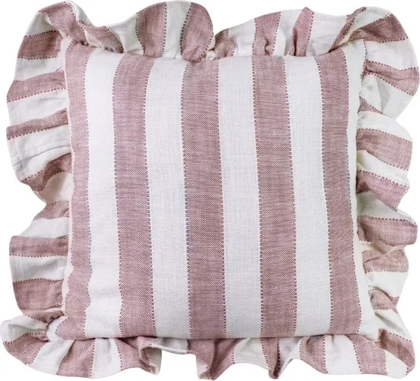 Față de pernă din bumbac organic 45x45 cm roz, „Ida Stripe"