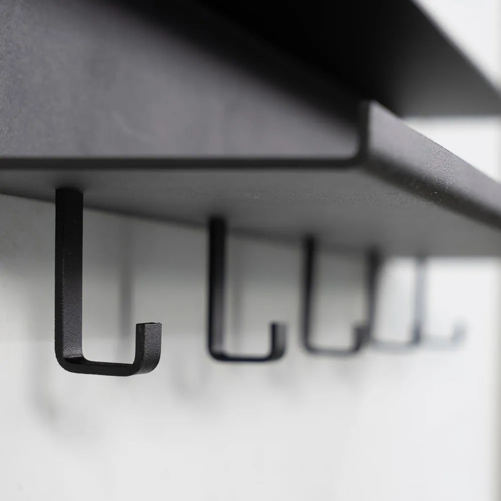 Cuier de perete negru cu raft din metal 50 cm Easy – Spinder Design