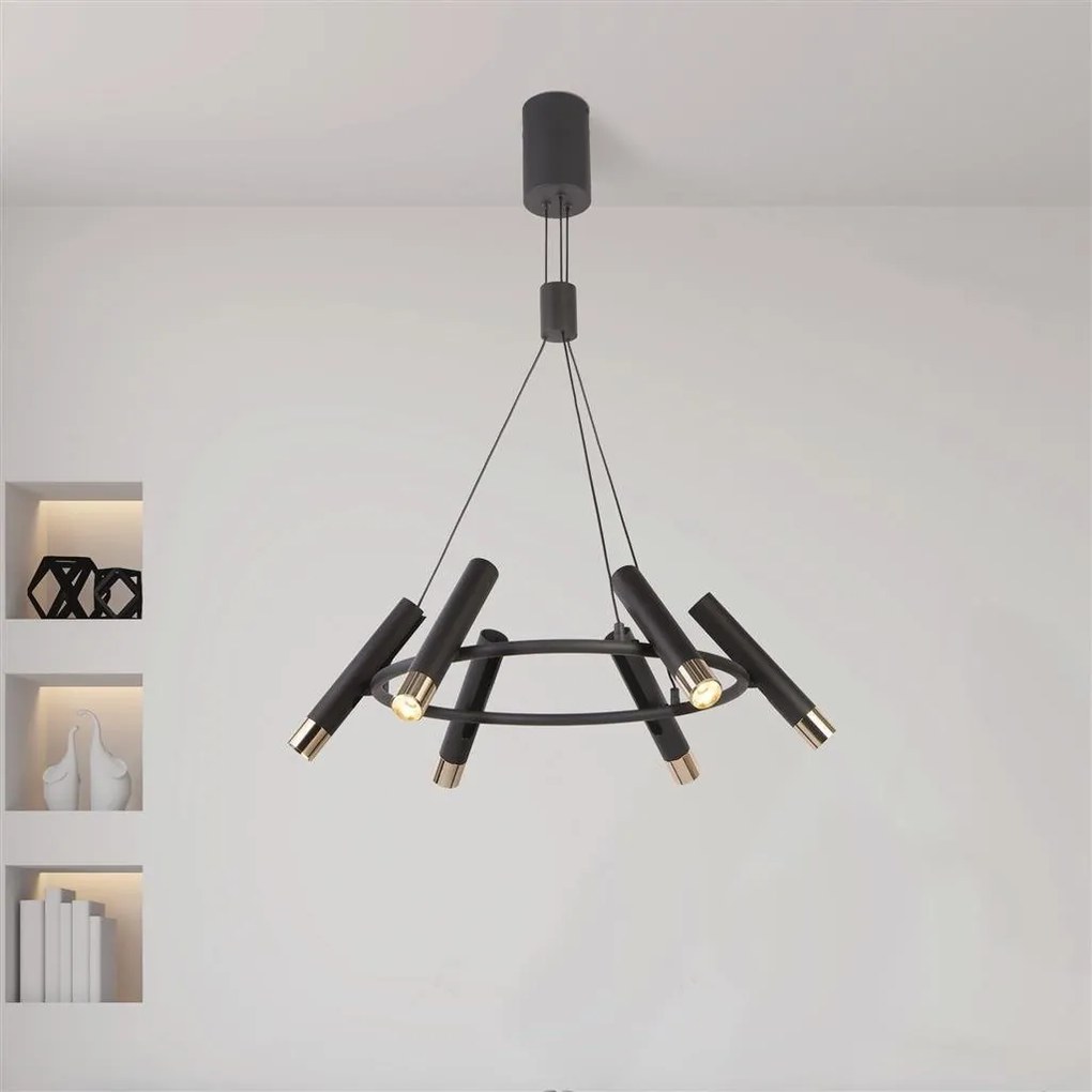 Lustra suspendata cu 6 spoturi LED directionabile Cylinder