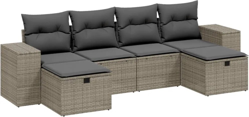 vidaXL Set canapele de grădină cu perne, 6 piese gri deschis poliratan
