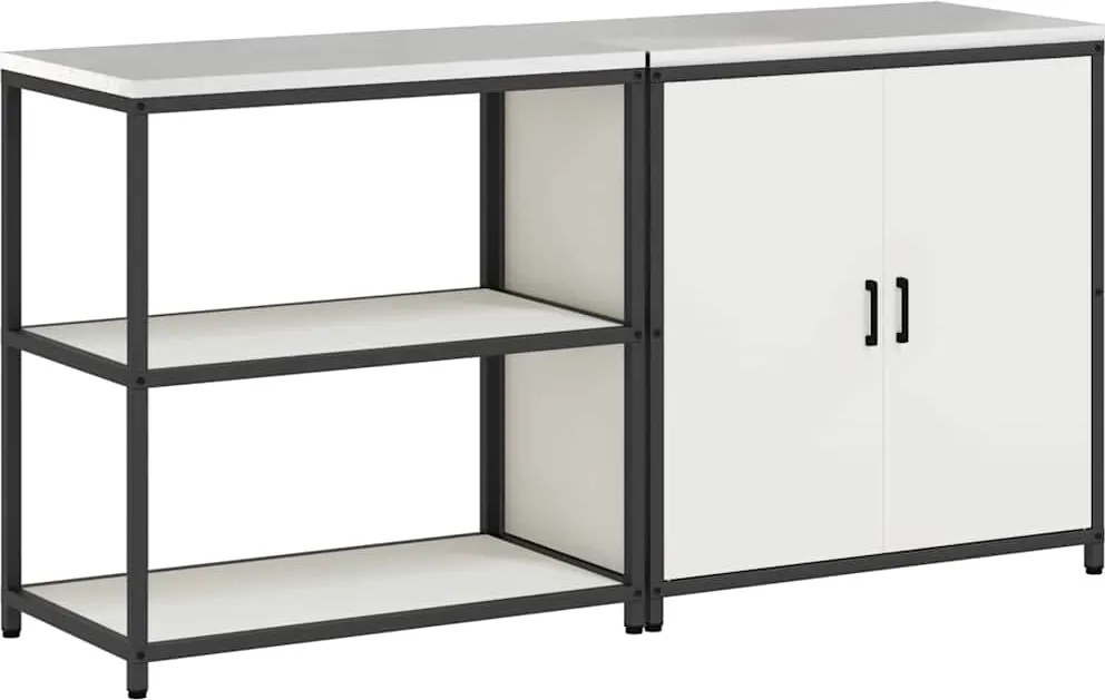 vidaXL Set de depozitare pentru bucătărie cu raft cu ușă 2 pcs Alb