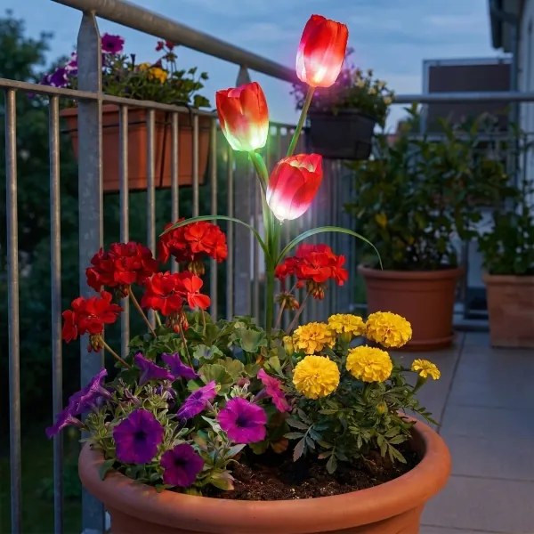 Lampă decorativă solară LED RGB 3xLED/3,7V 200 mAh IP44 tulipán