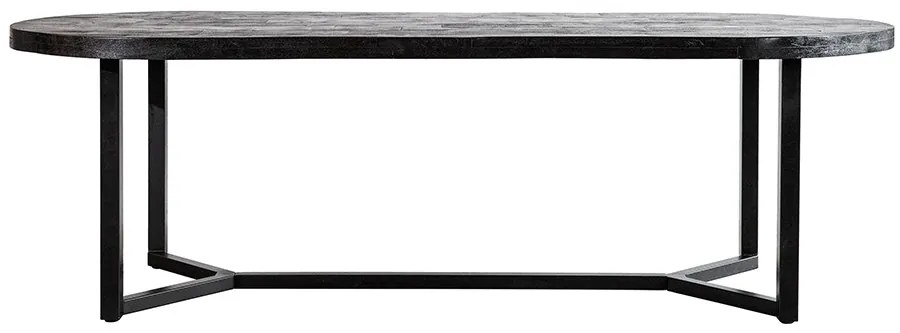 Masa ovala cu blat din lemn de stejar Steven 200x100x76 cm neagra