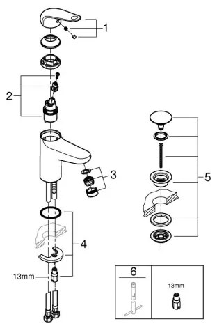 GROHE 24326001 - Baterie pentru lavoar SWIFT DN 15, mărime M, crom lucios
