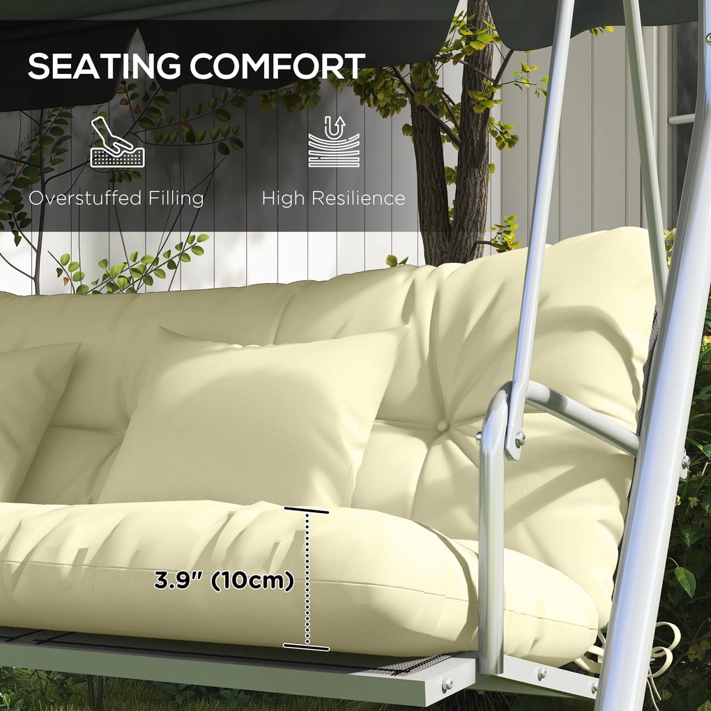 Outsunny Set 4 Piese Perne de Grădină cu Șnururi de Fixare, Perne pentru Ședere și Spate cu Umplutură Groasă, pentru Balansoar de Grădină, Crem | Aosom Romania
