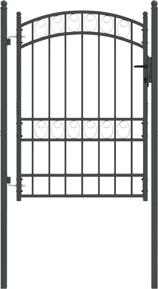 vidaXL Poartă de gard Gri 170 x 100 cm Oțel vopsit în pulbere