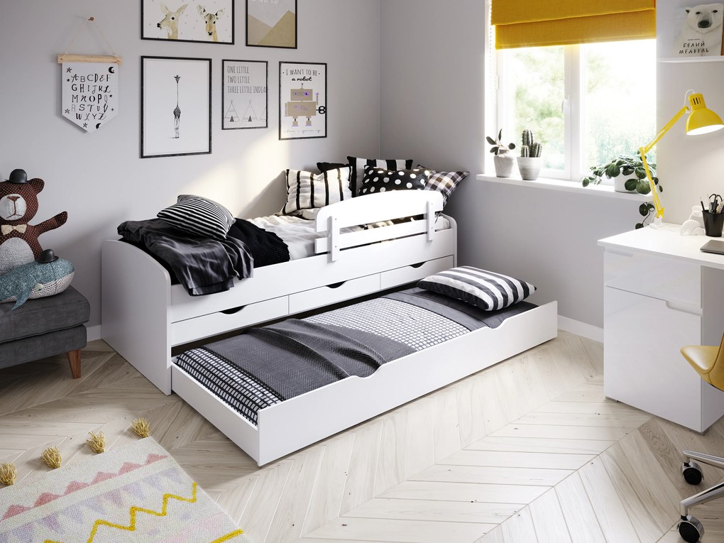 Pat pentru copii 90 cm Nilac 01 (Alb). 1068206