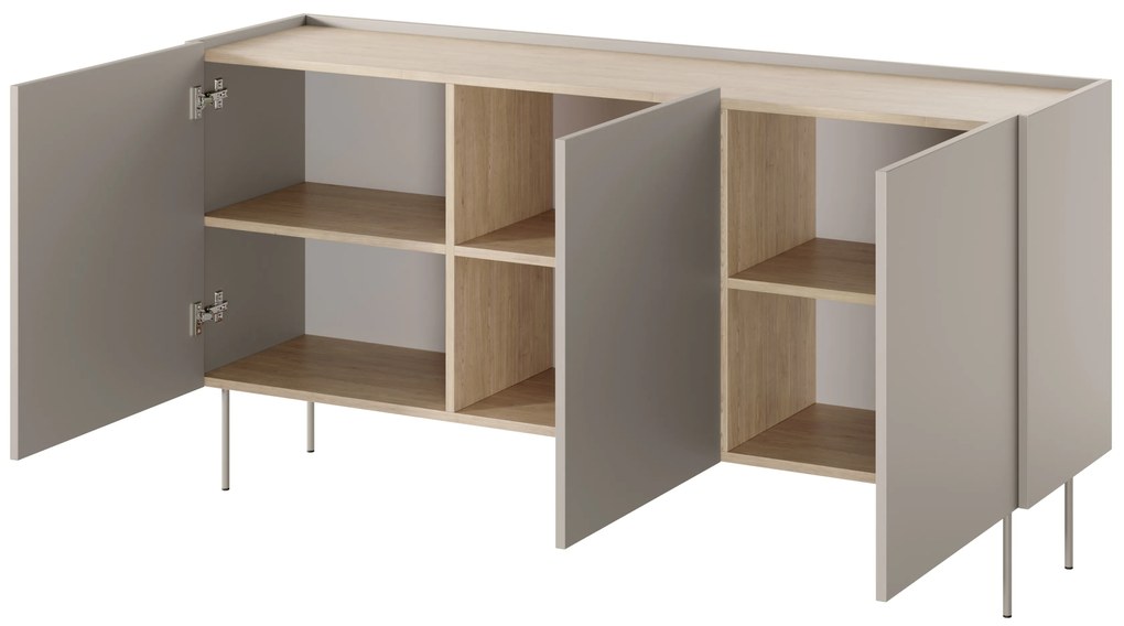 Comodă cu picioare metalice Desin 170 cm - cashmir / stejar nagano