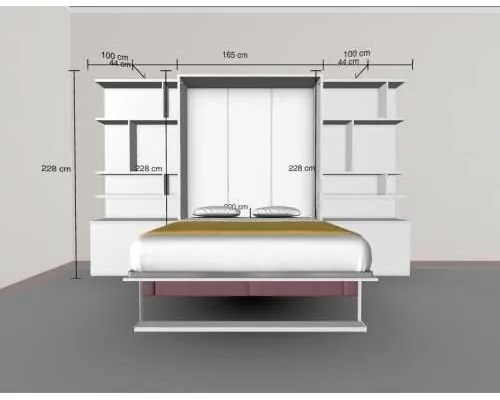PAT RABATABIL DUBLU SOMIERA INCLUSA CU CANAPEA SI 2 BIBLIOTECI(100 cm) - ROYAL BIG BOOKCASE SET (150X200)