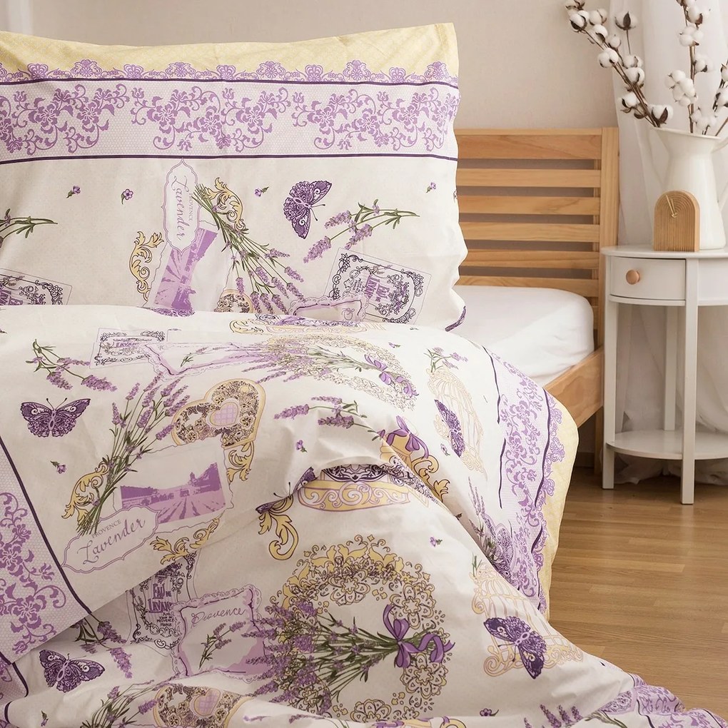 Lenjerie de pat Jerry Fabrics din bumbac Lavender, 140 x 200 cm, 70 x 90 cm