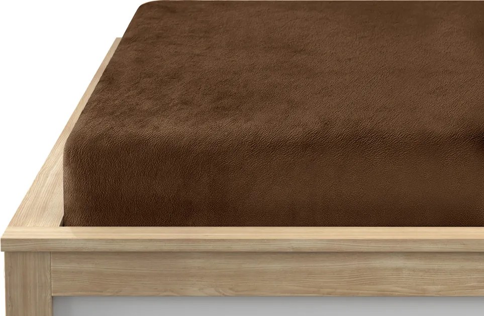 Cearsaf Cocolino microplus cu elastic SOFT 90x200 cm maro inchis