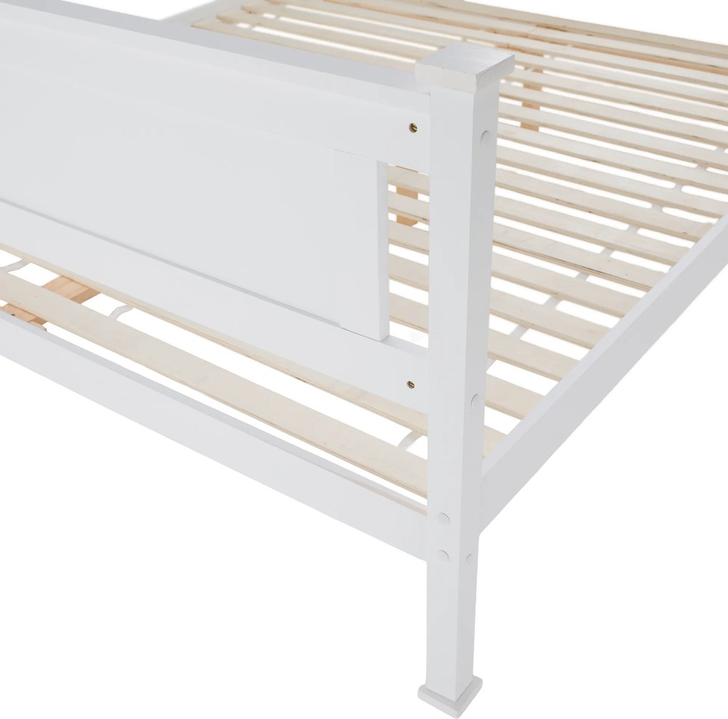 Pat cu lamele, lemn de pin/alb, 160x200, LUCAS NEW
