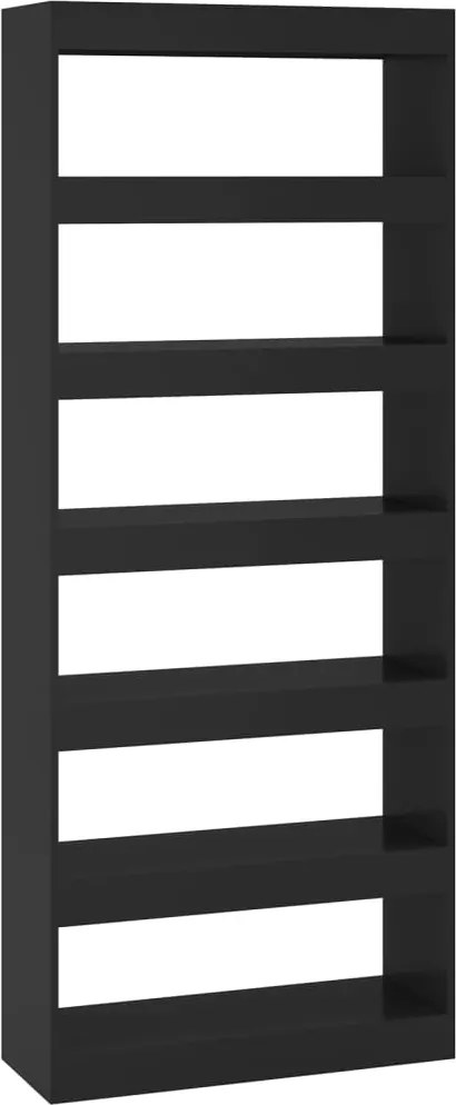 vidaXL Bibliotecă/Separator cameră, negru, 80x30x198 cm, PAL