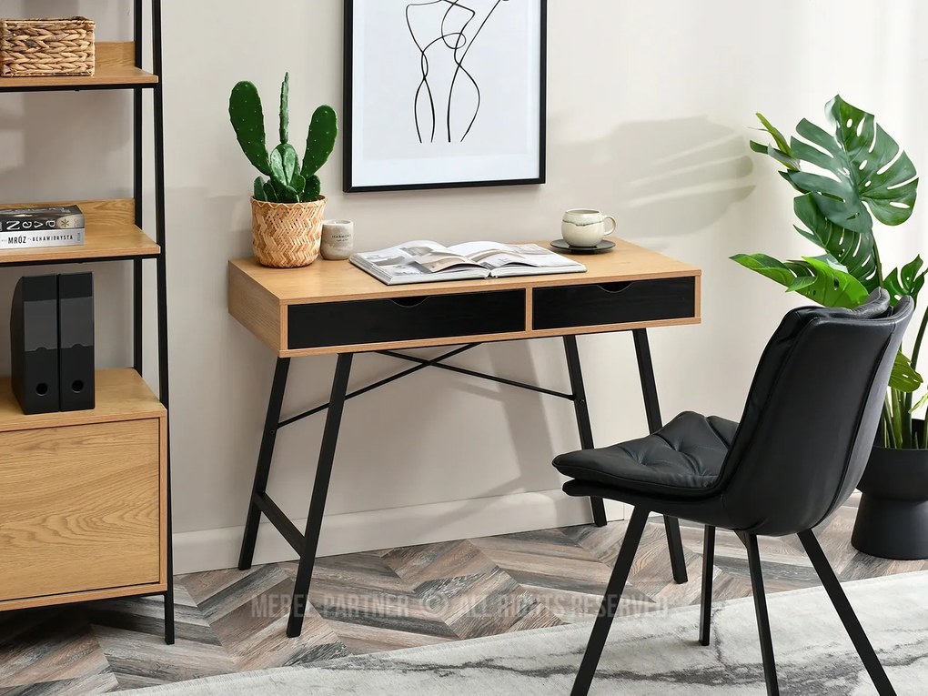 Masă PC Fallon (stejar negru + negru). Promo -13%. 1109754