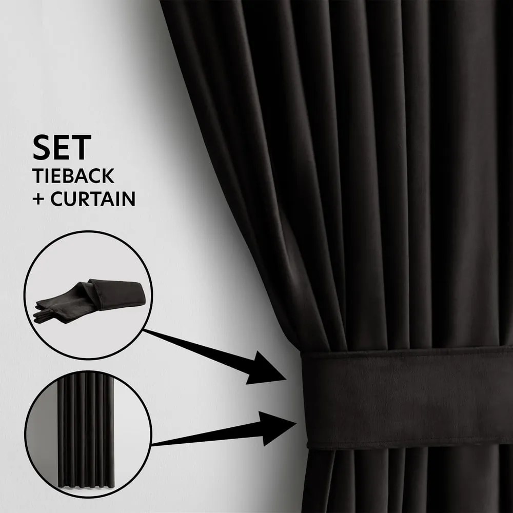 Draperie neagră dimout (semi-opacă) din catifea 140x270 cm – Restilo