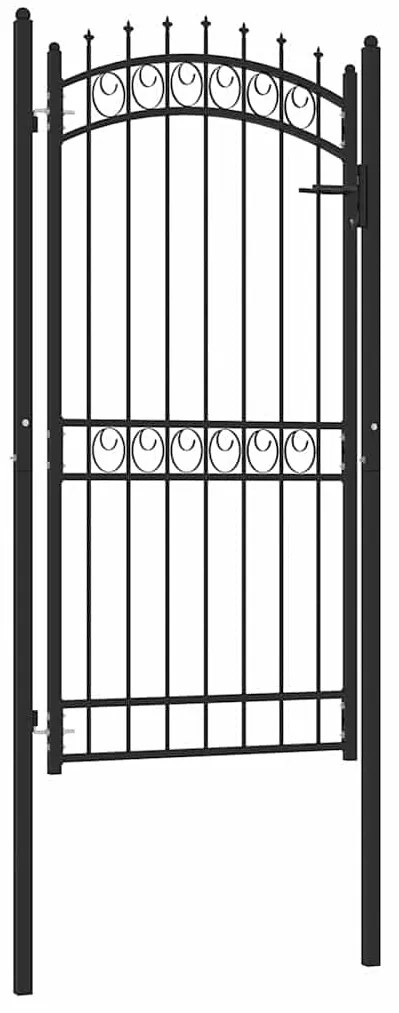 vidaXL Poartă de gard cu țepușe, negru, 100x200 cm, oțel
