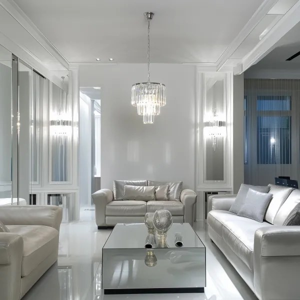 Lustră de cristal pe lanț Brilagi MOZART 4xE14/40W/230V crom lucios