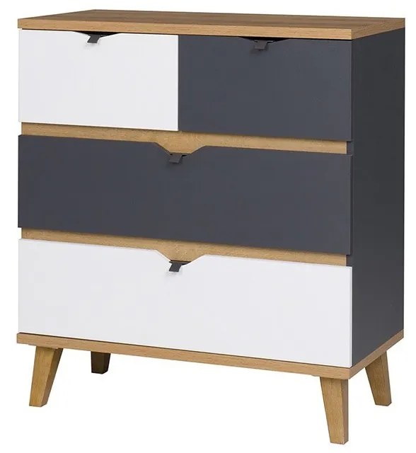 Comodă Thalia TM05 K4SZ (stejar auriu + grafit + Alb). 1058334