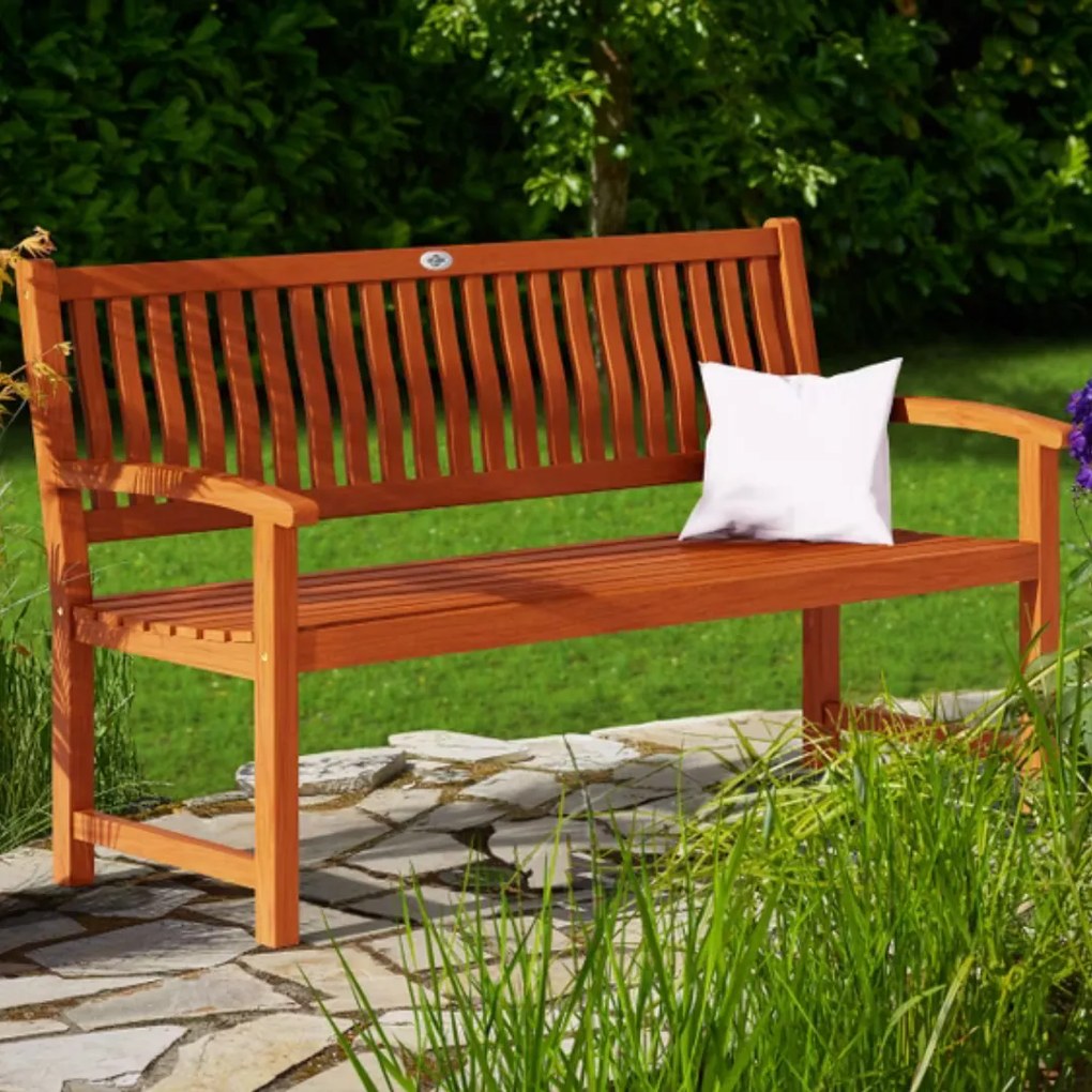 Bancă de grădină MAXIMA, 152x55x90 cm, natur maro Casaria