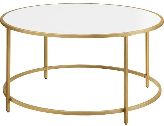 Masuta De Cafea Rotunda, Alb Auriu, 84 Cm