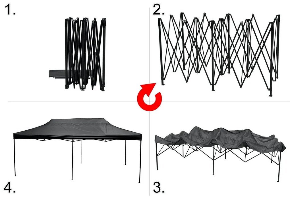 Cattara 13343 Cort de petrecere cu structură tipfoarfecă, impermeabil, gri, 3 x 6 m, L