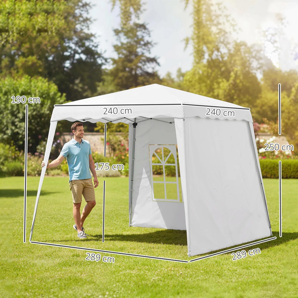 Outsunny Pavilion Pliabil UV50+ cu 2 Părți Laterale Stâlpi Oblici Geantă Transport | Aosom Romania