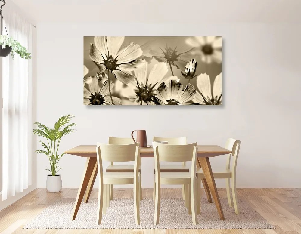 Tablou flori de grădină în design sepia