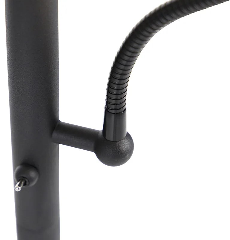 Lampa de podea clasica neagra cu auriu si lampa de citit - Retro