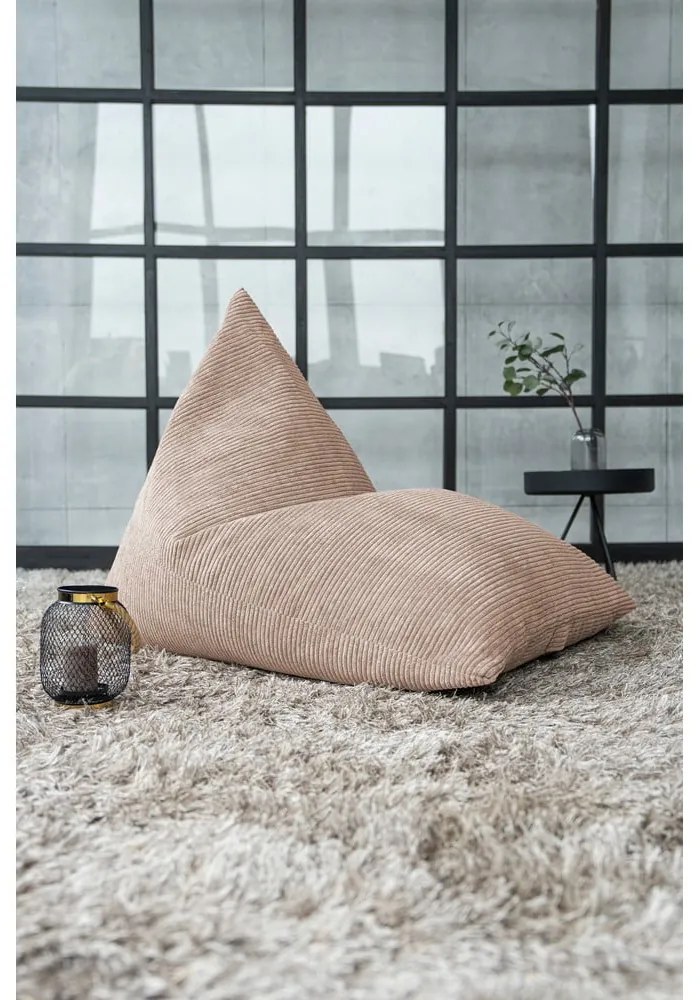 Fotoliu bean bag maro cu tapițerie din catifea reiată Razz – SLOWDOWN