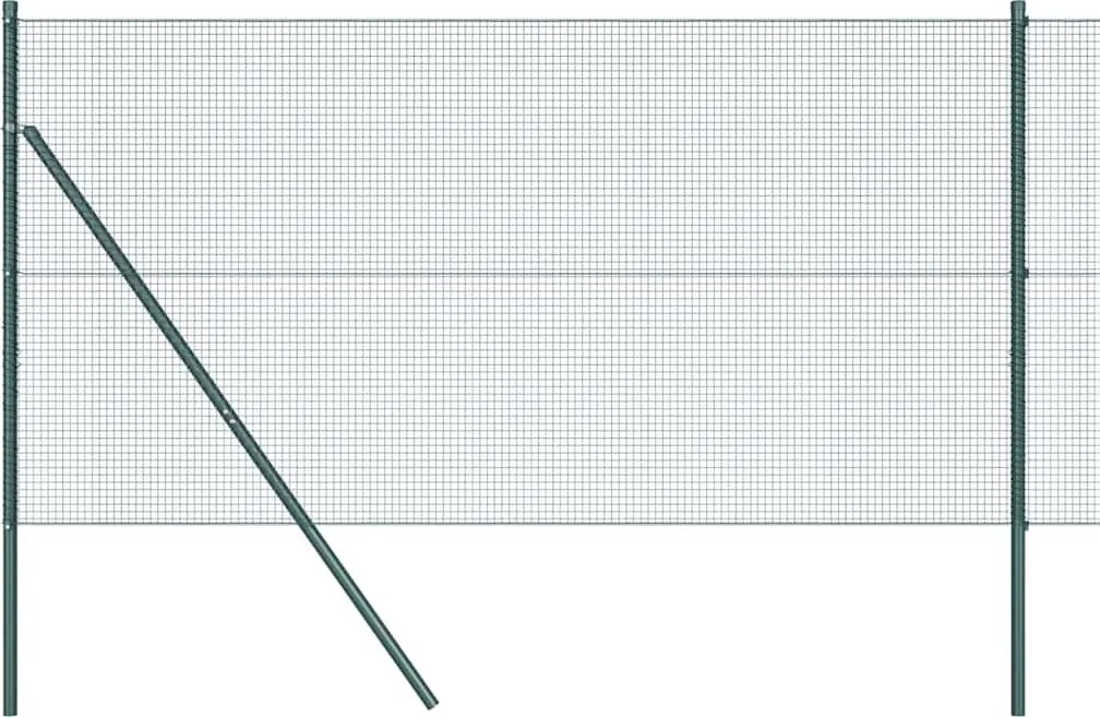 vidaXL Stâlp de gard. Verde 50 x 1,4 m (16 x 16 mm plasă) Oțel și PVC