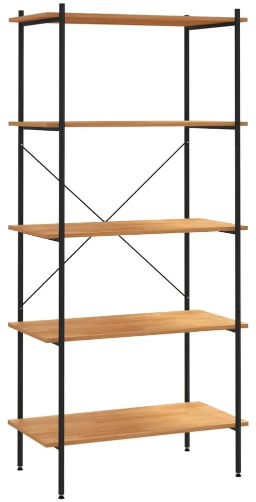 336348 vidaXL Unitate de rafturi pe 5 niveluri, negru și stejar, 80x40x163 cm