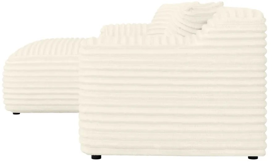 Colțar crem cu tapițerie din catifea reiată (cu colț pe partea stângă, cu șezlong) Martin – Ropez