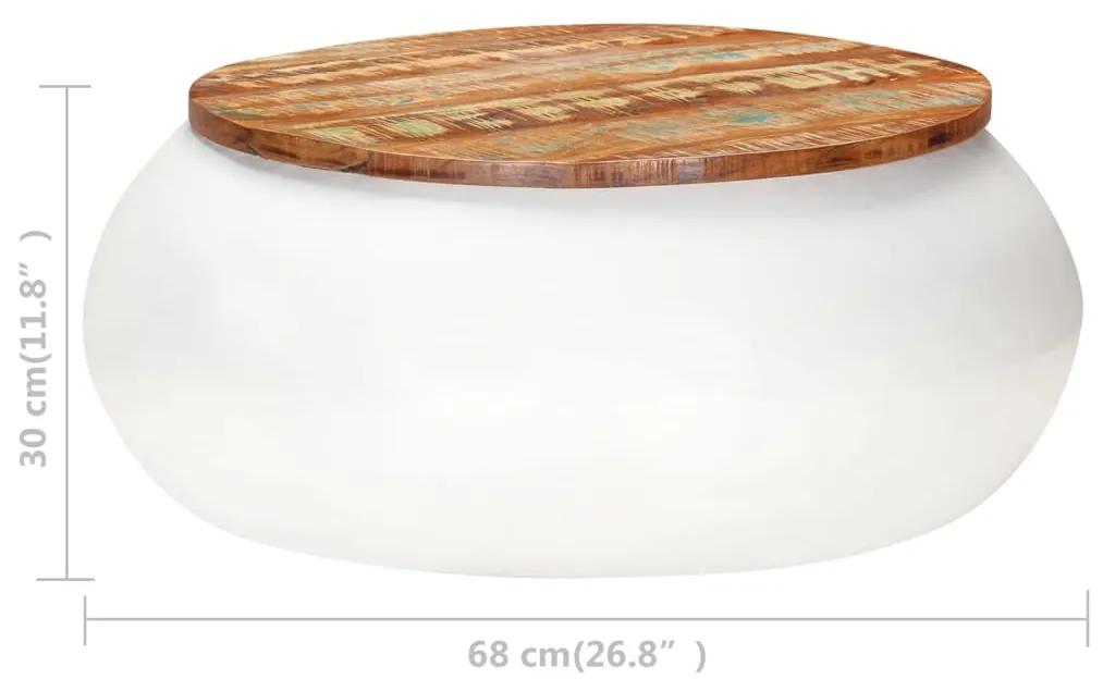 Masuta de cafea, alb, 68x68x30 cm, lemn masiv reciclat 1, Alb, Lemn masiv reciclat
