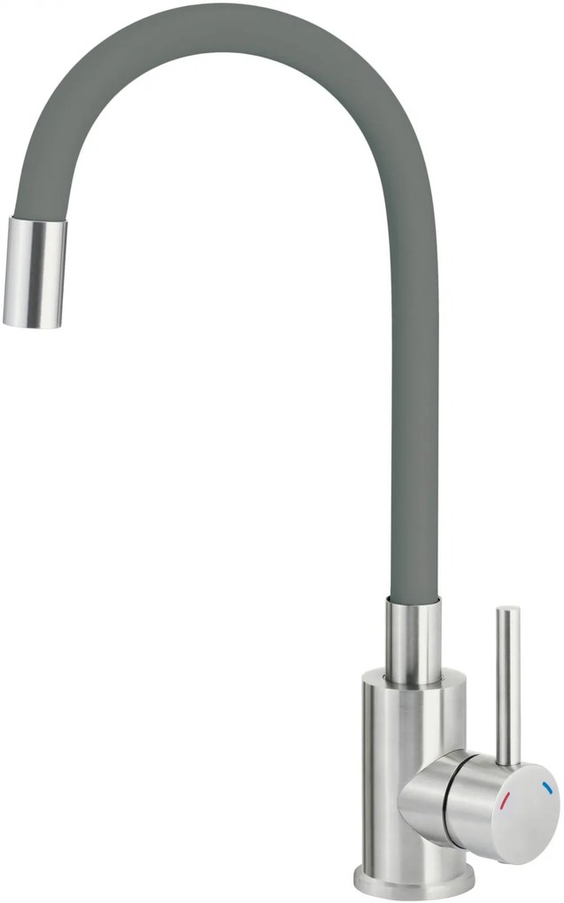 Baterie pentru chiuveta bucatarie, antracit, cap mixer, pipa flexibila, Deante Luno Antracit