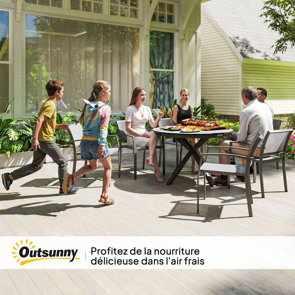 Outsunny Masă de grădină rotundă Ø 118 cm cadru din aluminiu pentru balcon, verandă, patio, negru | Aosom Romania