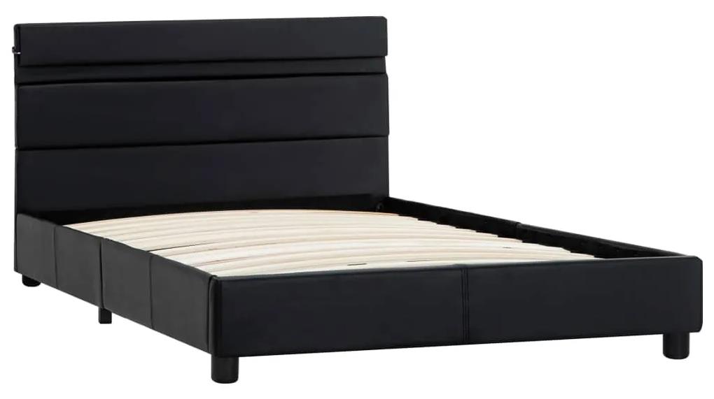 Cadru de pat cu LED, negru, 90 x 200 cm, piele artificiala Negru, 90 x 200 cm