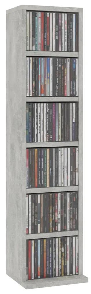 Dulap cd-uri, gri beton, 21x20x88 cm, lemn compozit