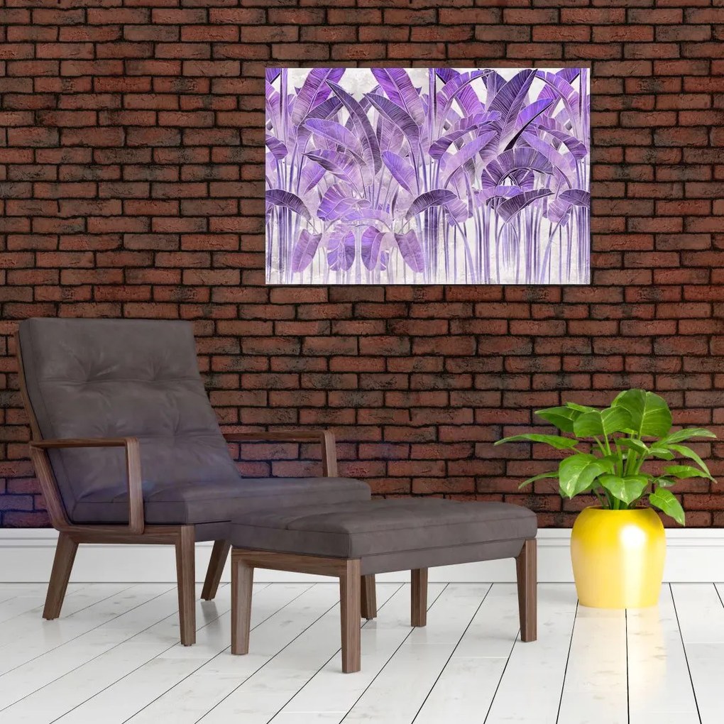 Tablou - Frunze violet în tencuială (90x60 cm)