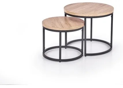 Set de 2 măsuțe de cafea JENO, stejar/negru