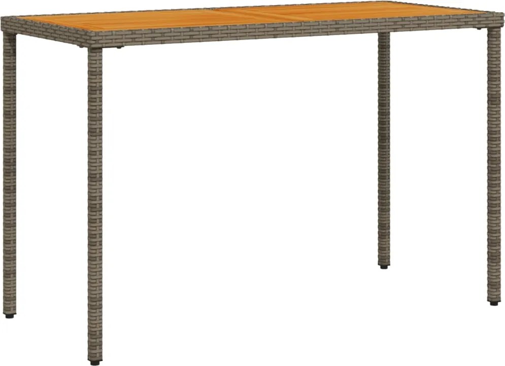 vidaXL Masă de grădină, blat lemn acacia, gri, 115x54x74 cm, poliratan