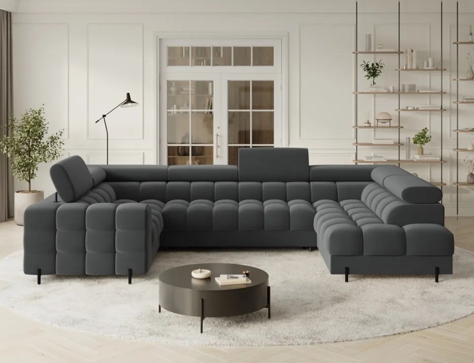 Colțar extensibil, cu spatiu pentru depozitare, 346x205x93 cm, Fectory RT, Eltap (Culoare: Bej / Aura 18)