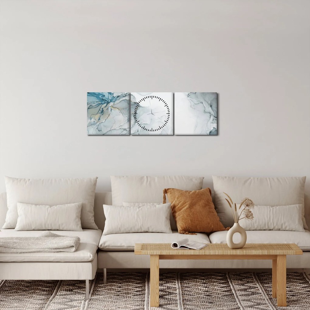 Tablou - Marmură albastră (cu ceas) (90x30 cm)